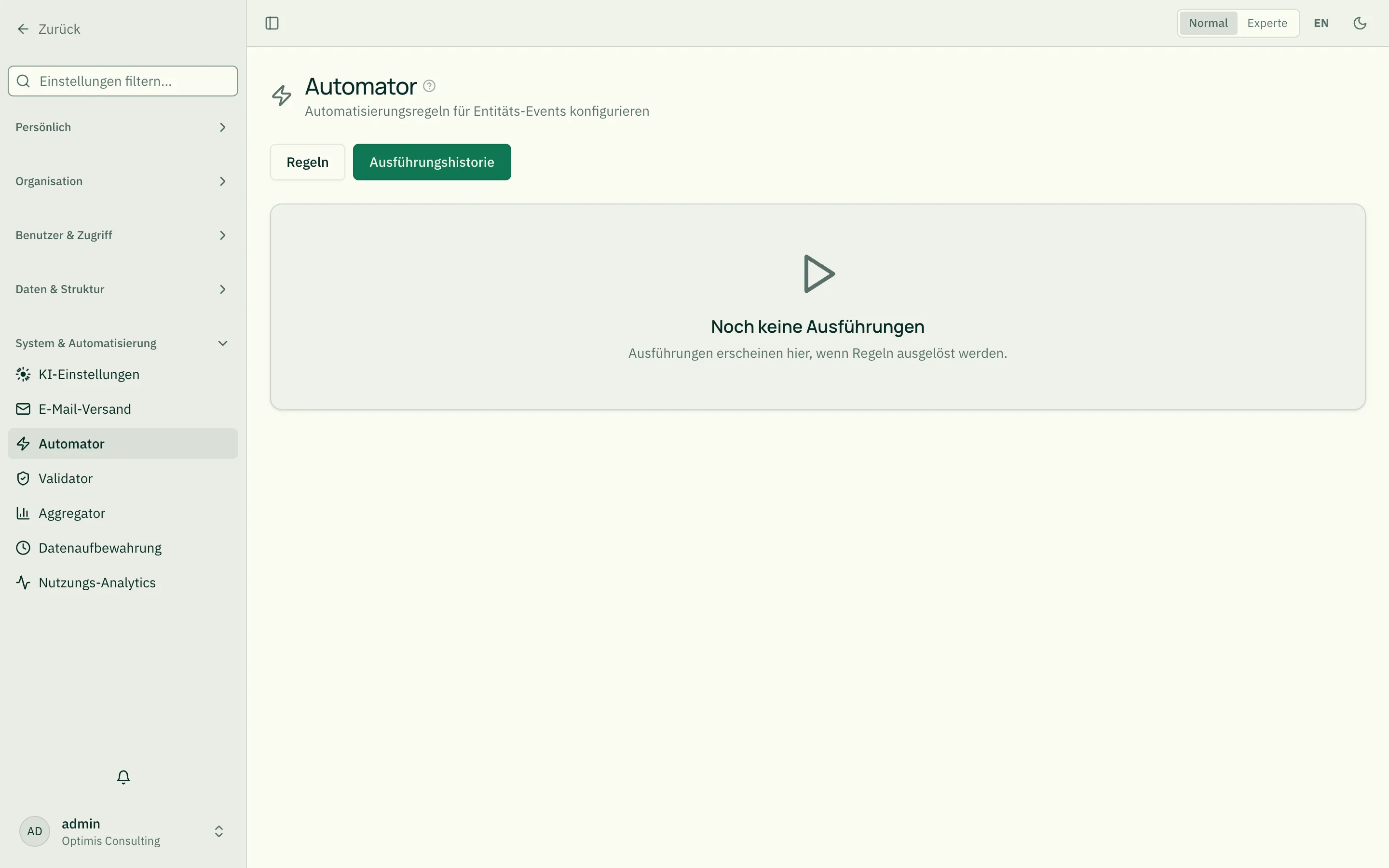 Ausführungs-Protokoll des Automators