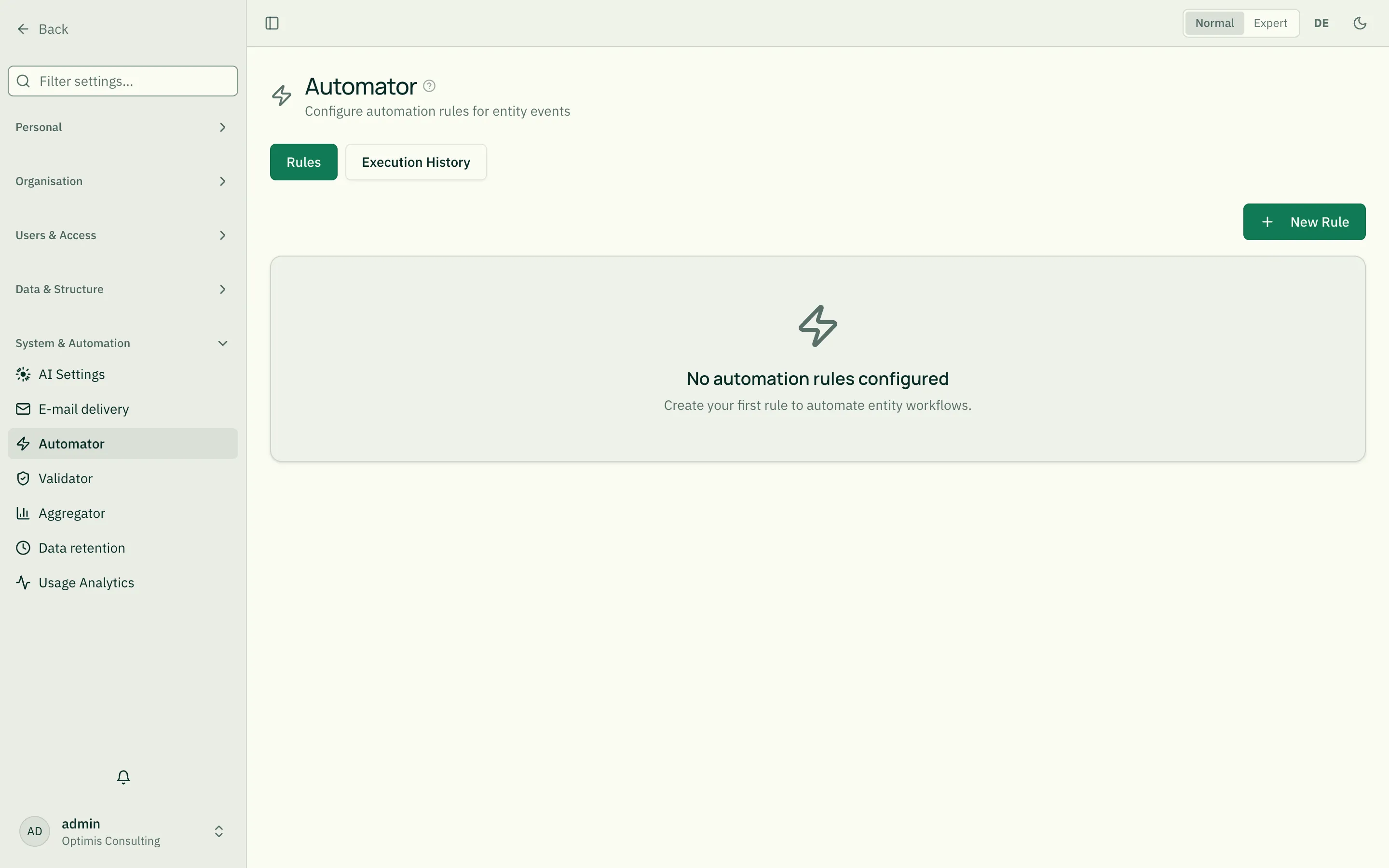Automator rule overview