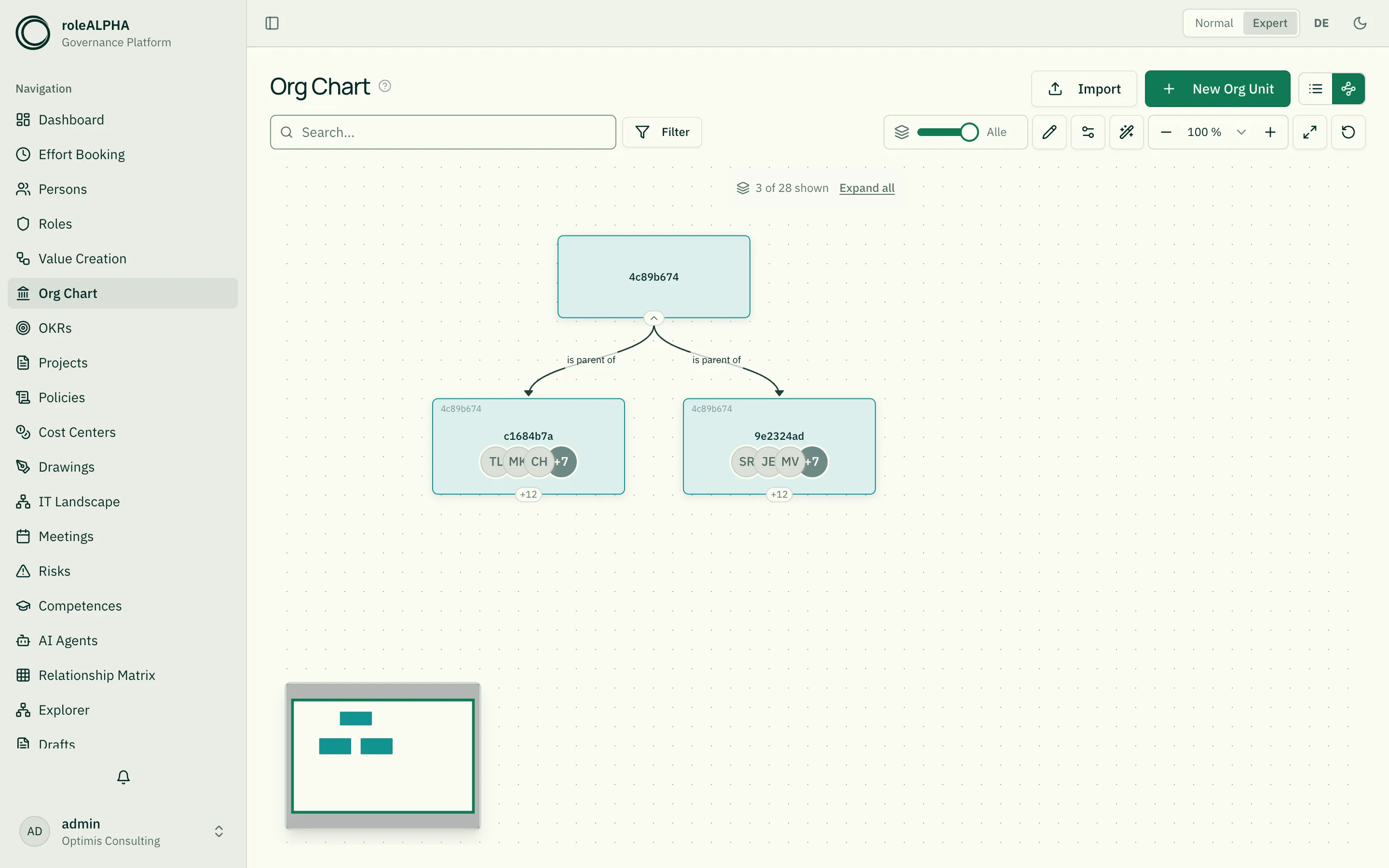 Org chart in the explorer