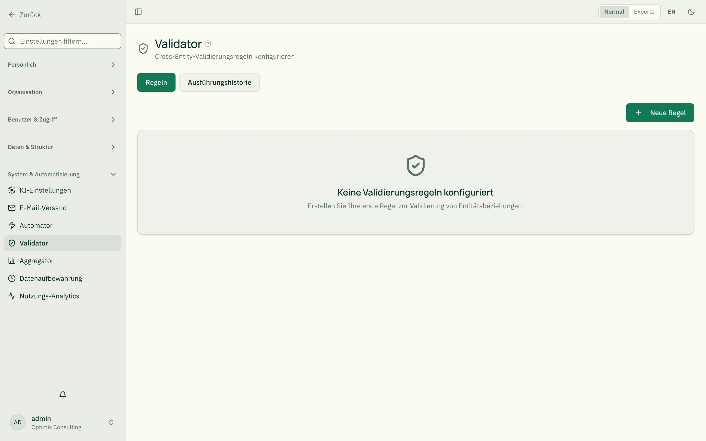 Übersicht der Validierungsregeln
