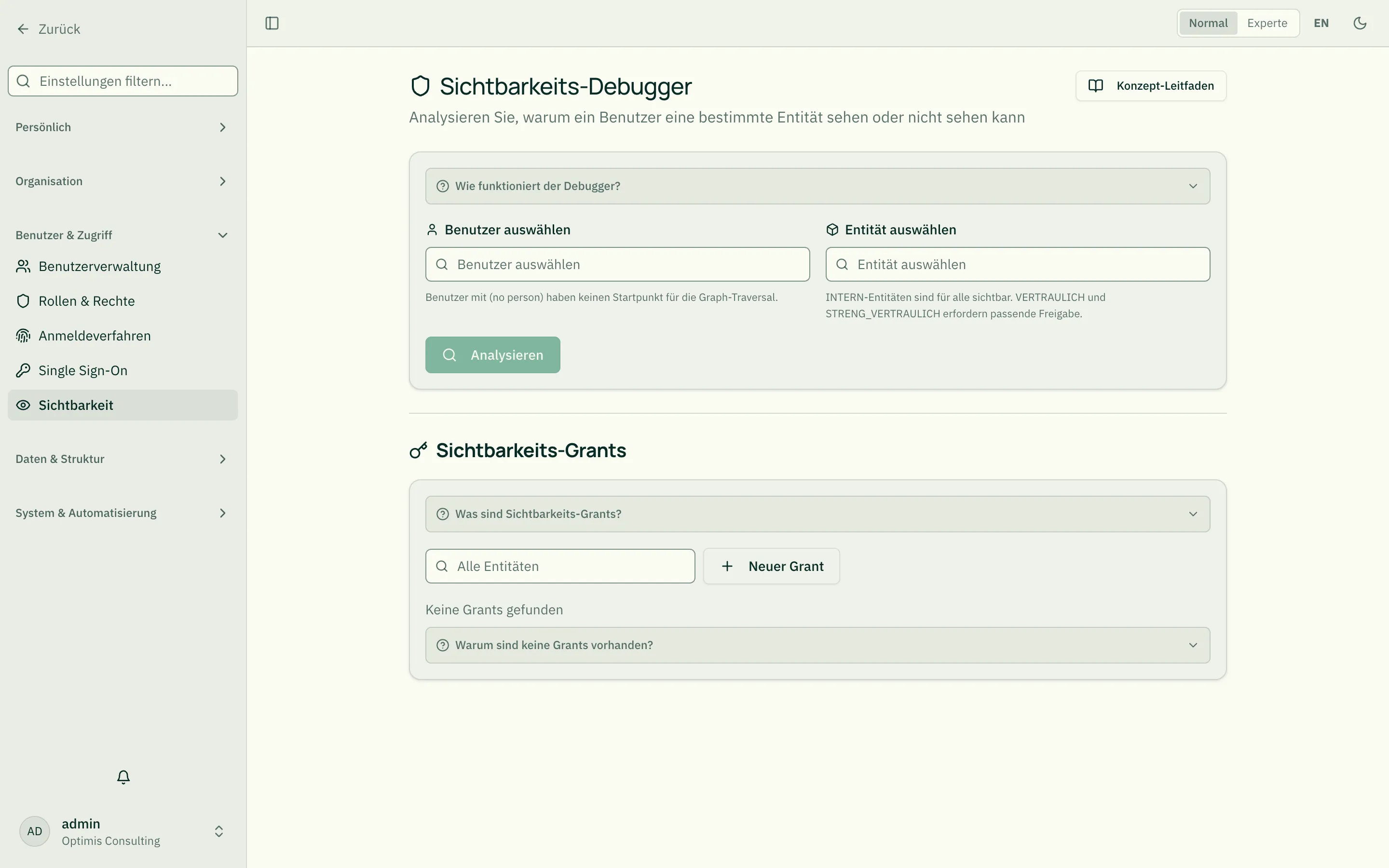 Sichtbarkeits-Debugger als Diagnose-Werkzeug